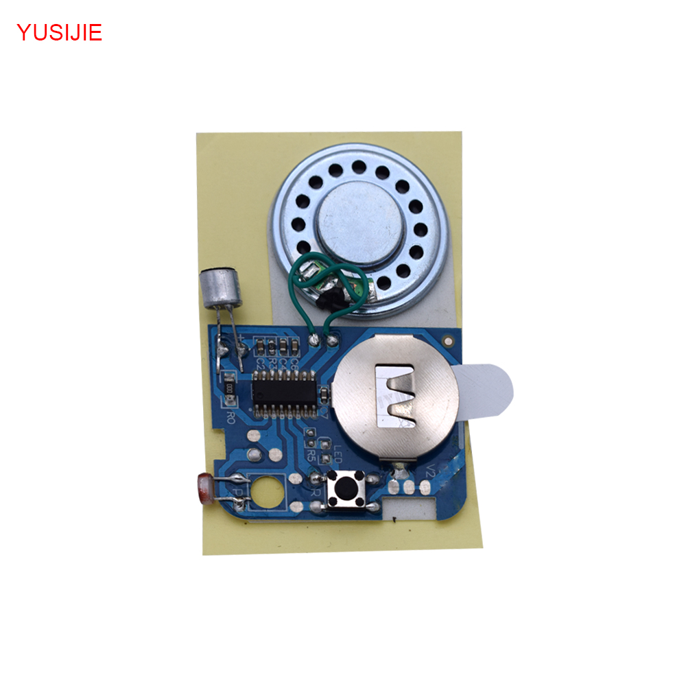 YUSIJIE-R30S Light Sensitive Sensor Activated Voice Recorder Sound Chip Module with MIC Recordable for DIY Birthday Christmas Greeting Card